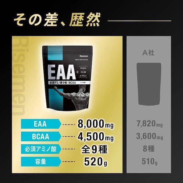 Risemen ライズメン EAA BCAA 必須アミノ酸全9種 グルタミン ベータアラニン クエン酸 【1袋/520g×2袋 合計1,040g】【レモン風味】の画像5