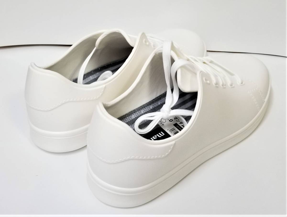 [ complete waterproof ] rain shoes waterproof sneakers string type white 24. man dam #59