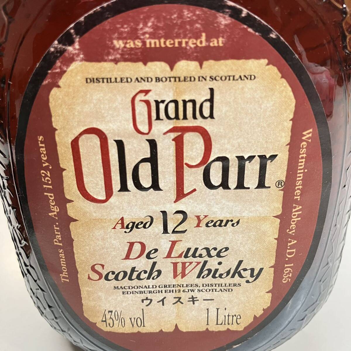 1円〜 3T 未開封 グランドオールドパー スコッチウイスキー モルトグレーン Grand Old Parr 12年 容量1000ml アルコール43% キングサイズ_画像3