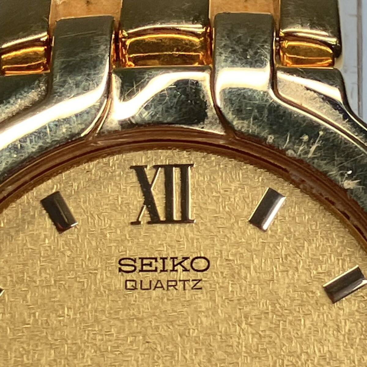 1円〜 3F SEIKO セイコー 腕時計 7N00-6B20 2N0839 BASE METAL ベースメタル ゴールド文字盤 クォーツ QZ QUAUTZ 動作未確認 の画像3