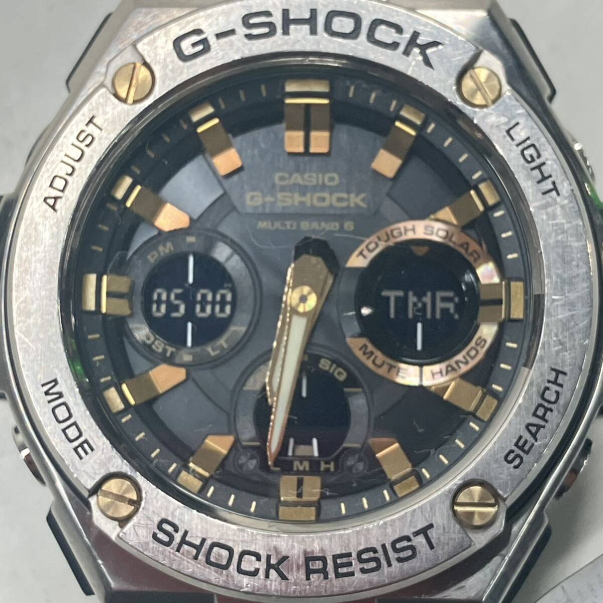 1円〜 3T CASIO G-SHOCK ジーショック 腕時計 5444 GST-W1100 002A352A ソーラー充電 動作確認済み クロノグラフ タフソーラー 箱付きの画像2