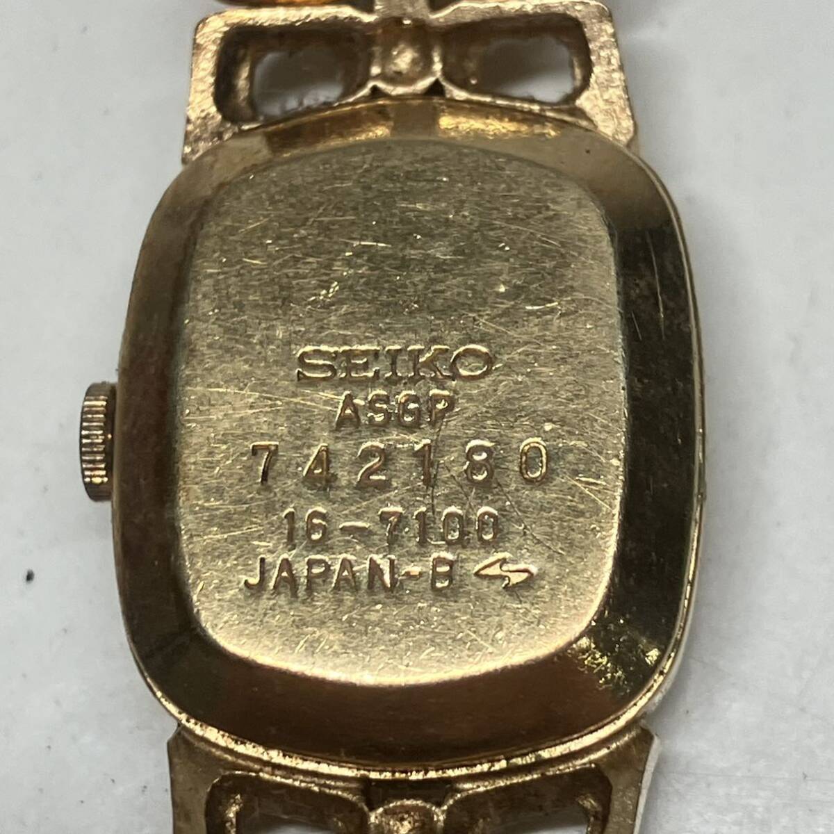 1円〜 3M SEIKO セイコー 腕時計 16-7100 ASGP 742180 クオーツ QUAUTZ 腕時計 動作未確認 ゴールドカラー レディース 白文字盤_画像9