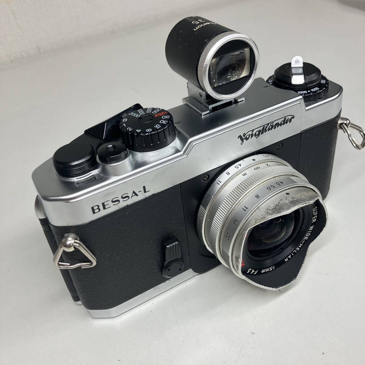 1円〜 4M フォクトレンダー VOIGTLANDER フィルムカメラ BESSA- L レンズ15mm F4.5 Canonアクセサリー付き 動作未確認 レトロ ヴィンテージの画像3