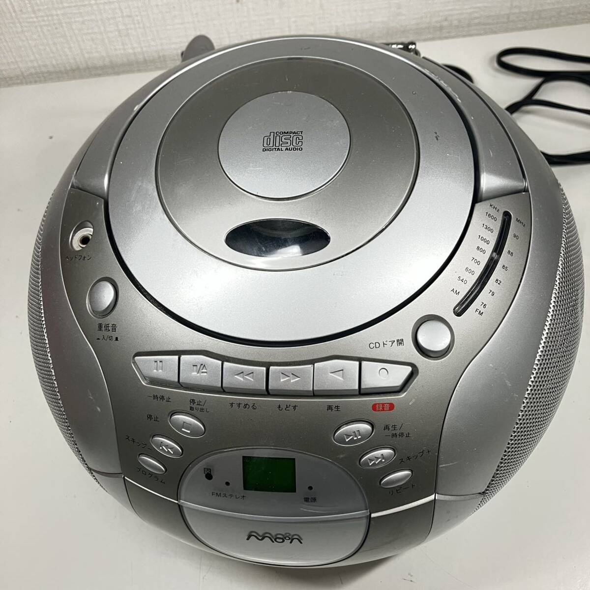 1円〜 4T オーム電機 AM/FM CDカセットレコーダー RCD-1303S CDラジカセ ラジカセ プレイヤー 録音機能 通電確認済み シルバー レトロ_画像4