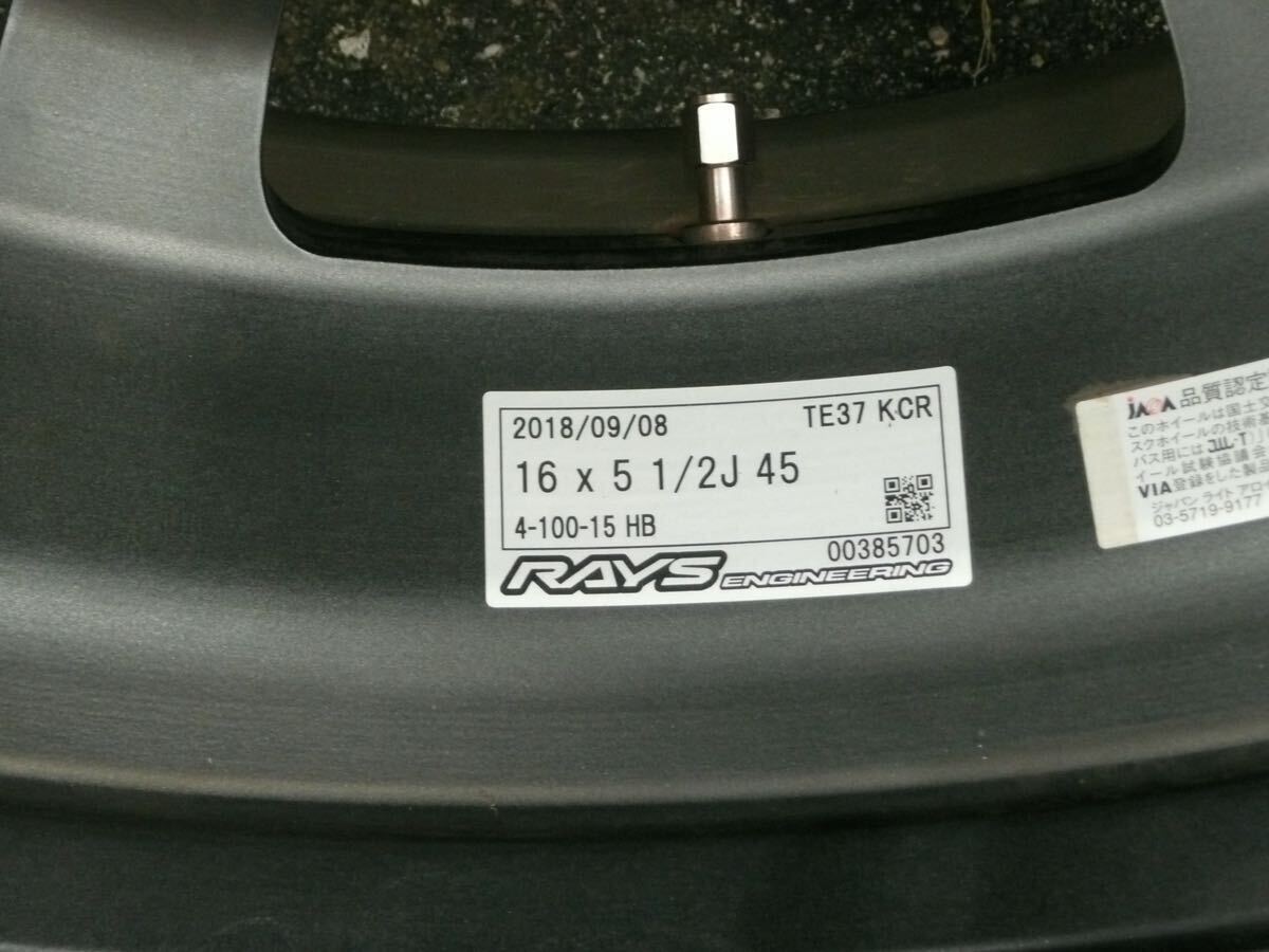 美品 Rays ボルクレーシング TE37 KCR 鍛造16インチ PCD100 5.5ｊ +45の画像6