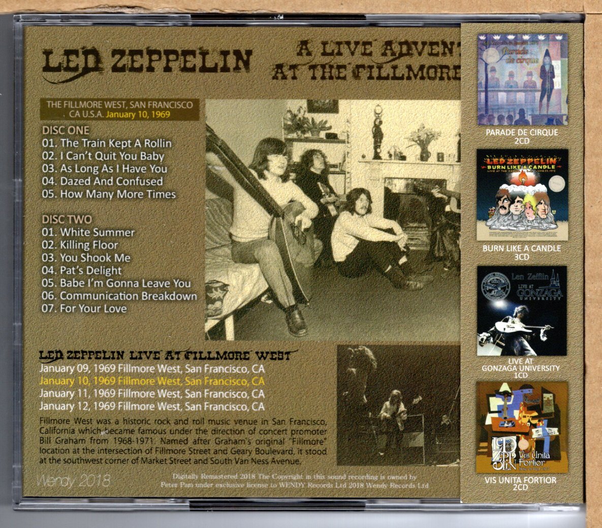 【中古CD】LED ZEPPELIN / A LIVE ADVENTURE AT THE FILLMORE WEST 1969の画像2