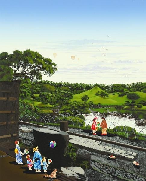 【真作】【WISH】ヒロ・ヤマガタ「水前寺公園」シルクスクリーン 直筆サイン   〇ファンタジー世界巨匠 最高240色駆使 #24012358の画像3