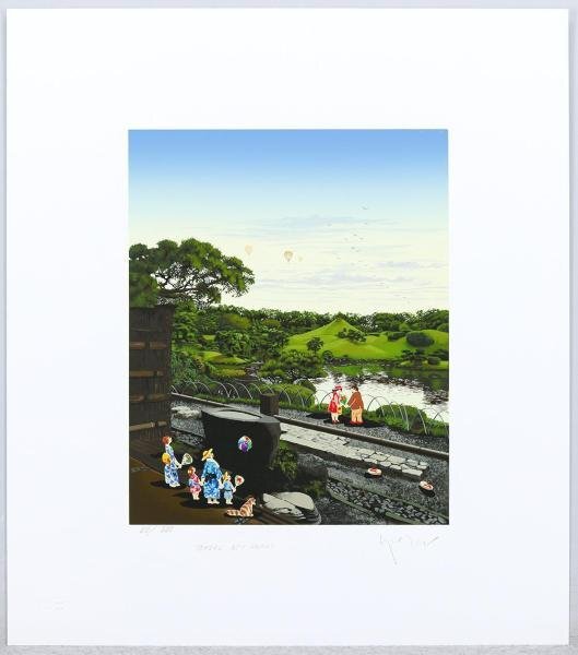 【真作】【WISH】ヒロ・ヤマガタ「水前寺公園」シルクスクリーン 直筆サイン   〇ファンタジー世界巨匠 最高240色駆使 #24012358の画像2
