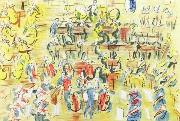 【真作】【WISH】ラウル・デュフィ Raoul Dufy「天使のコンサート オーケストラ」リトグラフ 10号   〇フランスの画家 #24033486の画像3