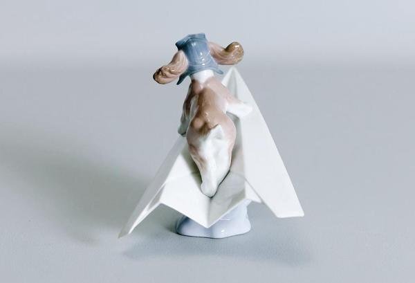[ подлинный произведение ][WISH] Lladro LLADRO фарфор кукла [ симпатичный Pilot ]1999 год произведение фарфор кукла * бумага самолет . собака 01950 год создание #24016040