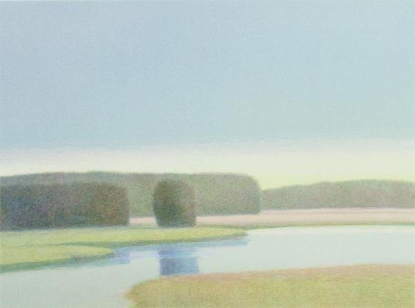 【真作】【WISH】サンディ・ワドリントン Sandy Wadlington「朝の河」リトグラフ 6号 直筆サイン   〇アメリカの画家 #24033502の画像3