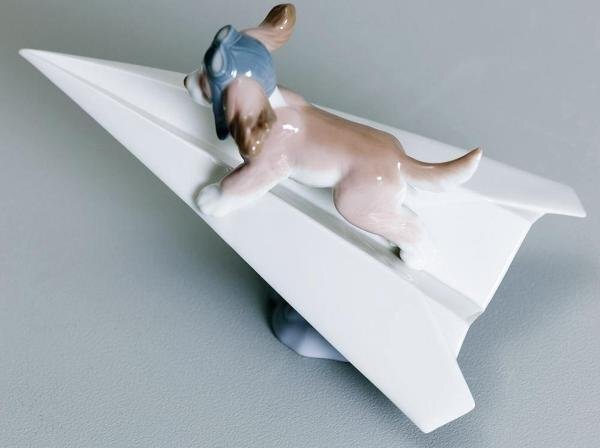 [ подлинный произведение ][WISH] Lladro LLADRO фарфор кукла [ симпатичный Pilot ]1999 год произведение фарфор кукла * бумага самолет . собака 01950 год создание #24016040