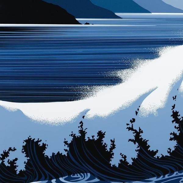 【真作】【WISH】アイベン・ロール Eyvind Earle「波の詩」シルクスクリーン 30号大 大作 直筆サイン   〇アメリカの画家 #23122124の画像5