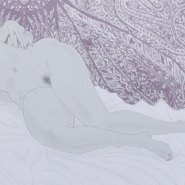 【真作】【WISH】加山又造「裸婦 '95-A 紫」リトグラフ 約10号 1995年作 直筆サイン 証明シール   〇文化勲章 文化功労者 #24042945の画像5