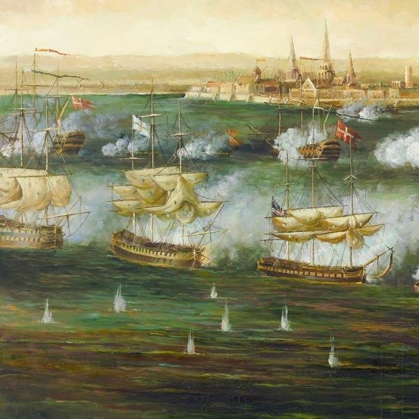 【真作】【WISH】ロレーヌ「コペンハーゲンの海戦」油彩 50号 大作 ◆帆船 #24042479_画像5
