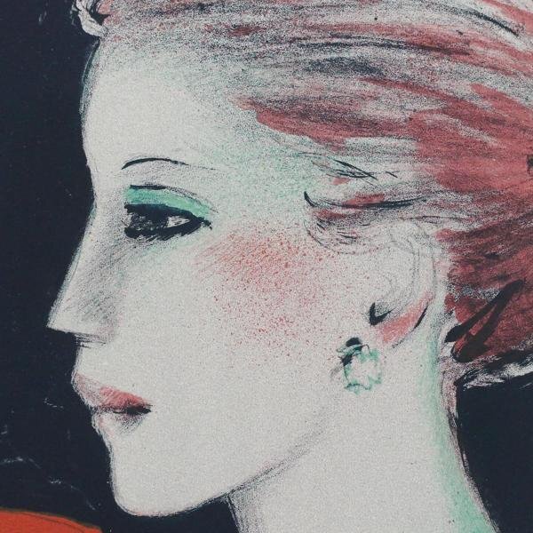 【真作】【WISH】カシニョール Jean-Pierre Cassigneul「赤いチューリップ」リトグラフ 　　〇女性像人気画家 #24032488_画像4