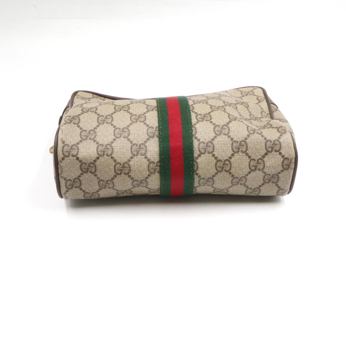 ★GUCCI グッチ 32 014 3553 オールドグッチ ヴィンテージ シェリーライン GG柄 PVC クラッチ セカンドバッグ ブラウン系_画像3