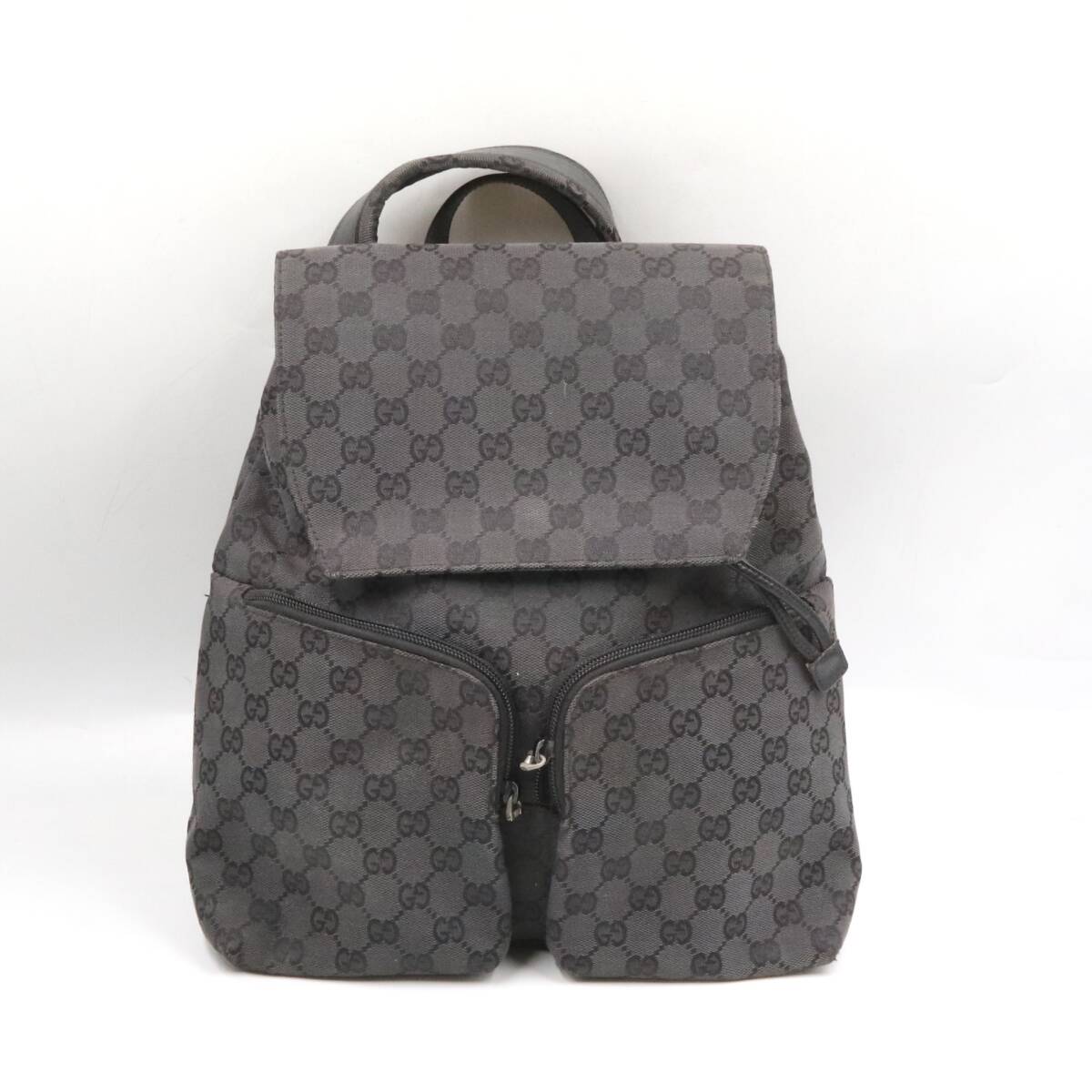 ★GUCCI グッチ 003 0238 GGキャンバス 巾着型 リュックサック バックパック デイパック メンズ レディース ブラック系_画像1