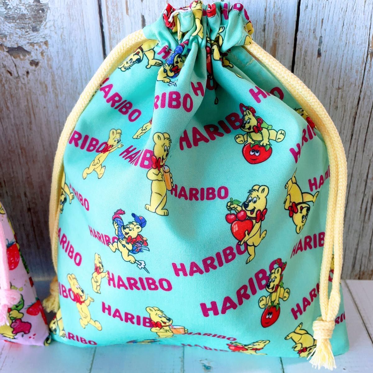 ハリボーHARIBO＊リバーシブル＊巾着(大)*縦25cm×横20cmNo.25-6