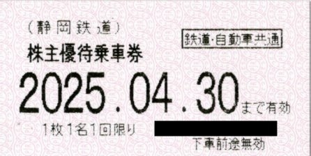  prompt decision 3600 jpy Shizuoka railroad stockholder hospitality passenger ticket 10 pieces set 1-4 collection 2025 year 4 month 30 until the day 