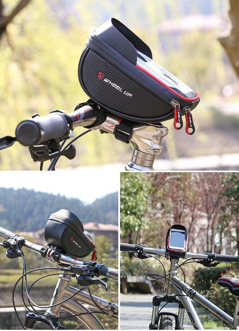  bicycle smartphone holder top tube bag bicycle bag high capacity easy installation cycling small articles storage toolbox ( black )268bk