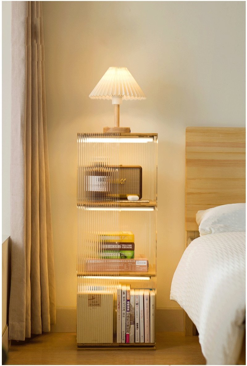  bookcase transparent acrylic fiber made slim dressing up 360 rotation high capacity storage shelves comics rack book shelf storage interior simple 5 step 2745d
