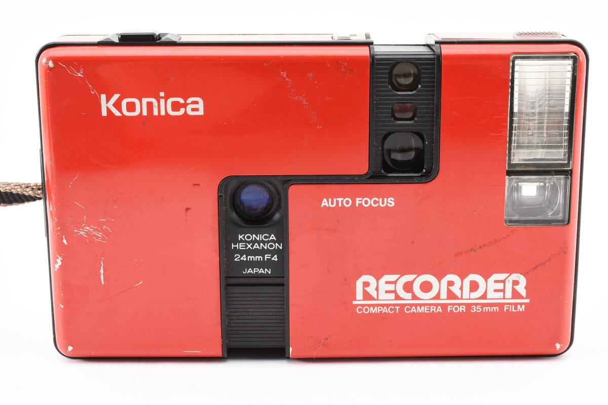 【大人気カラー★】コニカ Konica AUTO FOCUS RECORDER HEXANON 24mm F4 レコーダー フィルムカメラ レッド 赤 #M10455_画像3