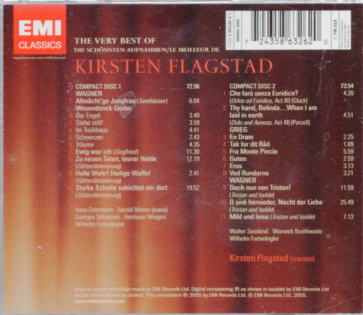 b086  ワーグナー他：THE VERY BEST OF KIRSTEN FLAGSTAD (2CD)の画像2