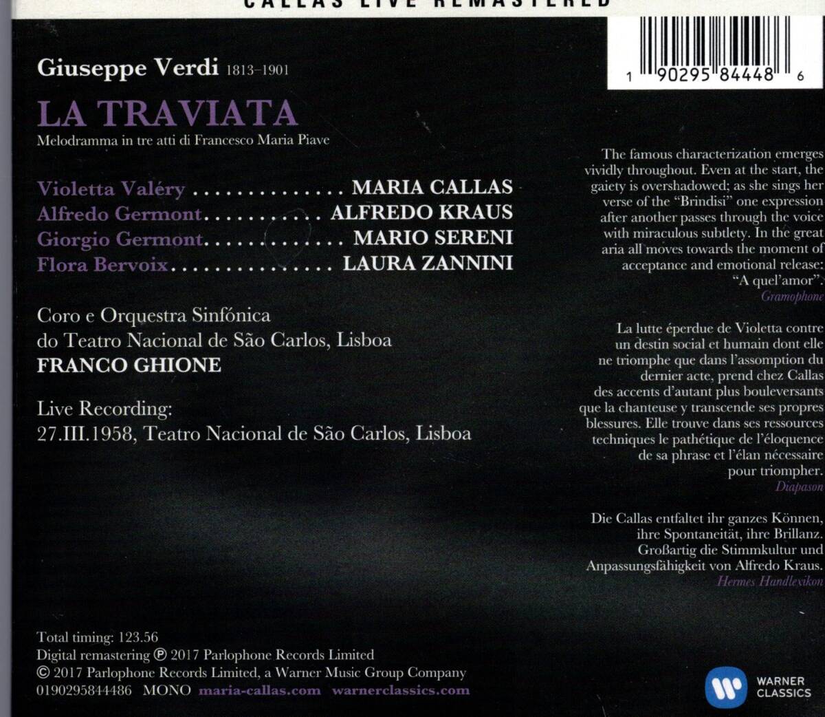 ヴェルディ：LA TRAVIATA /マリア・カラス(2CD)_画像2