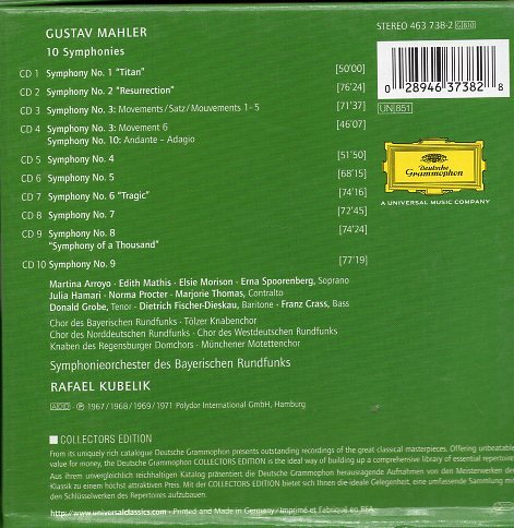 マーラー：交響曲全集/クーベリック＆バイエルン放送響（１０CD)の画像2