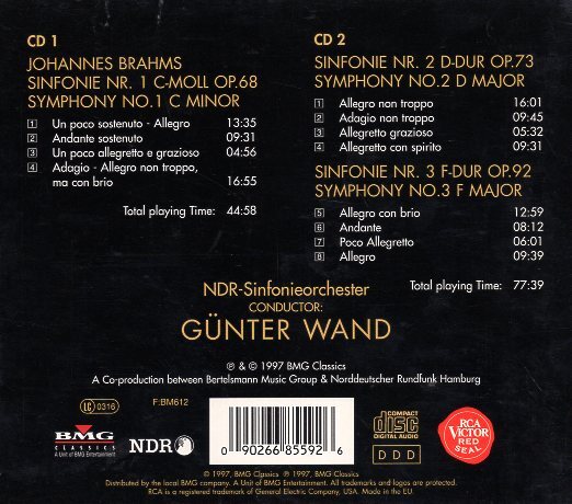 ブラームス：交響曲第１，２，３番/ヴァント＆NDR（２CD)の画像2