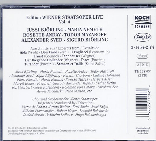 Edition WINNER STAATSOPER LIVE Vol.4/S.BJORLINGの画像2