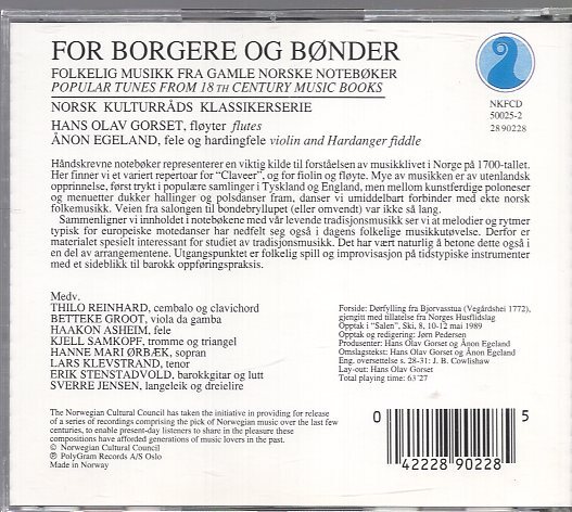 Hans Olav Gorset, non Egeland For Borgere Og Bnder (Folkelig Musikk Fra Gamle Norske Notebker)の画像2