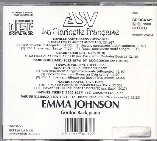 フランスのクラリネットの音楽/EMMA JOHNSONの画像2