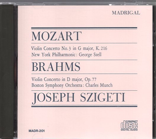 モーツァルト＆ブラームス：ヴァイオリン協奏曲/シゲティの画像1