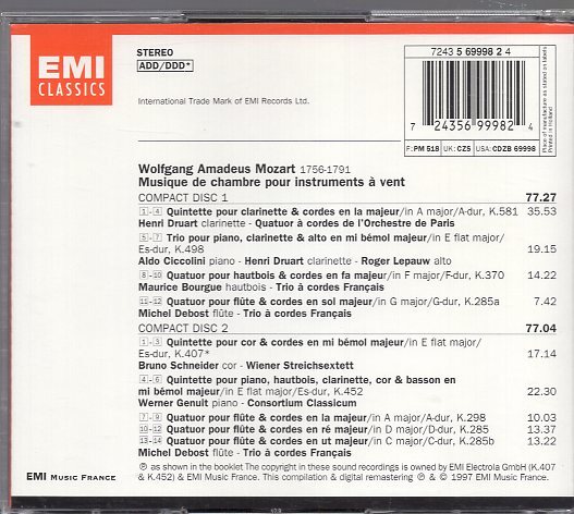 モーツァルト：管楽のための室内楽曲集（２CD)の画像2