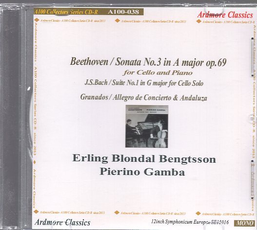 ベートーヴェン：チェロ・ソナタ第３番、バッハ：無伴奏チェロ組曲第１番/エールリング・ブロンダール・ベングトソンの画像1