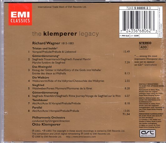 ワーグナー：管弦楽曲集 第2集/クレンペラー＆フィルハーモニア管弦楽団の画像2