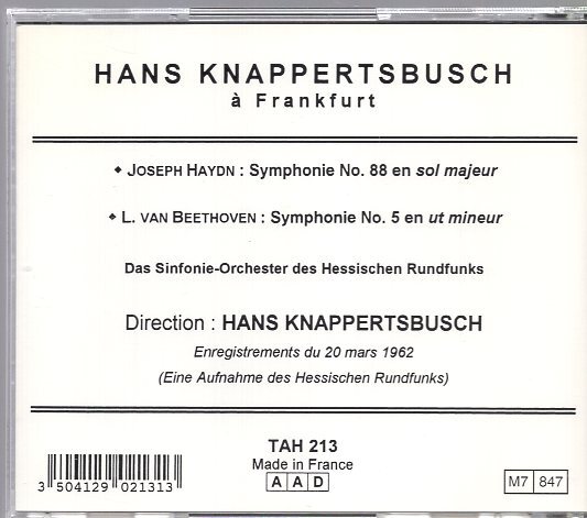 ハイドン：交響曲第８８番、ベートーヴェン：交響曲第５番「運命」/クナッパーツブッシュ指揮の画像2