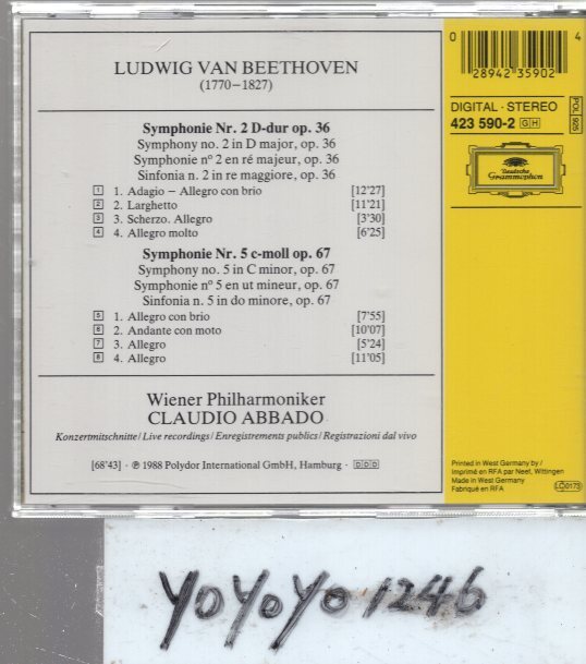 OL414 ベートーヴェン：交響曲第2番&第5番/アバドの画像2