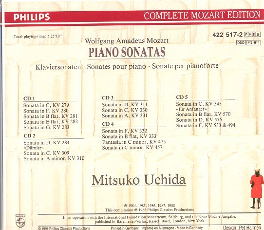 モーツァルト：ピアノ・ソナタ全集/内田光子（５CD)の画像2