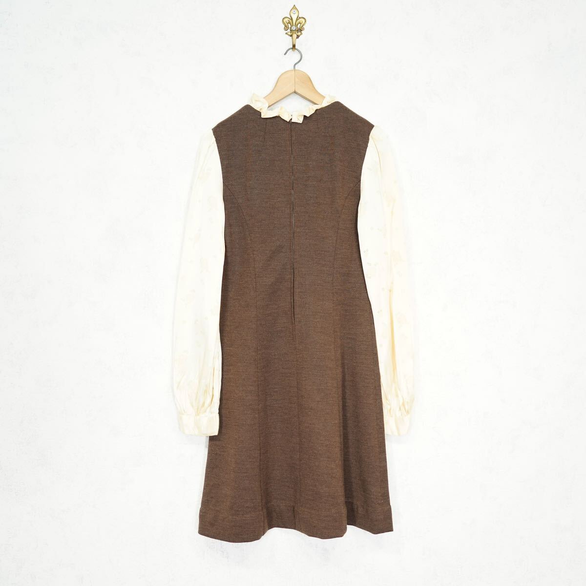 *SPECIAL ITEM* 60's USA VINTAGE FRILL DOCKING WOOL ONE PIECE/60年代アメリカ古着フリルドッキングウールワンピース