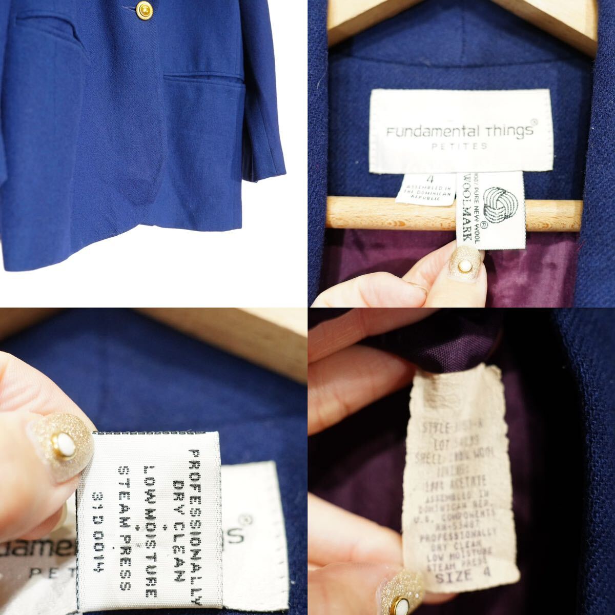 USA VINTAGE FUndamenta things PETIT 1B WOOL TAILORED JACKET/アメリカ古着1Bウールテーラードジャケット_画像10