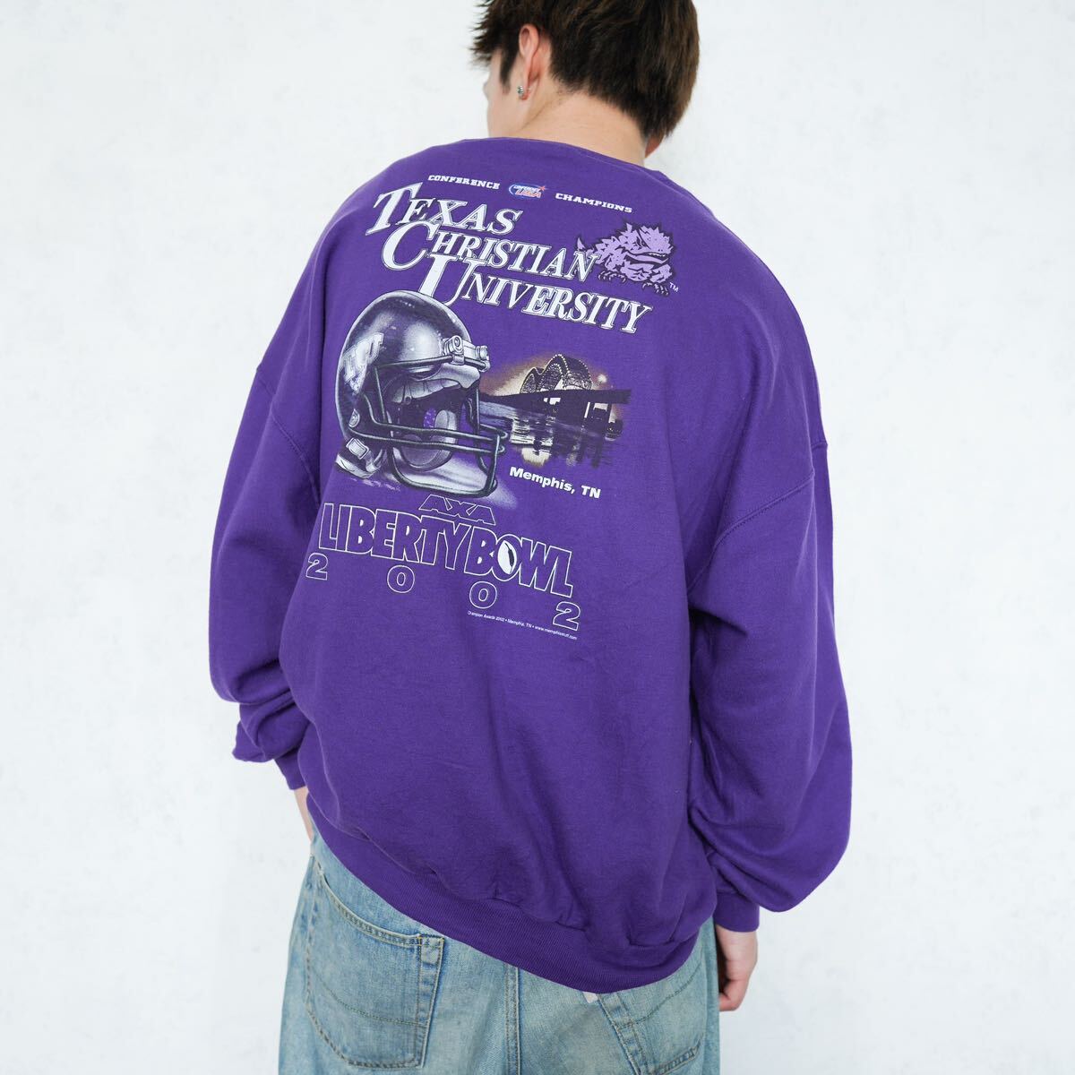 USA VINTAGE JERZEES COLLEGE PRINT DESIGN SWEAT SHIRT/アメリカ古着カレッジプリントデザインスウェット 