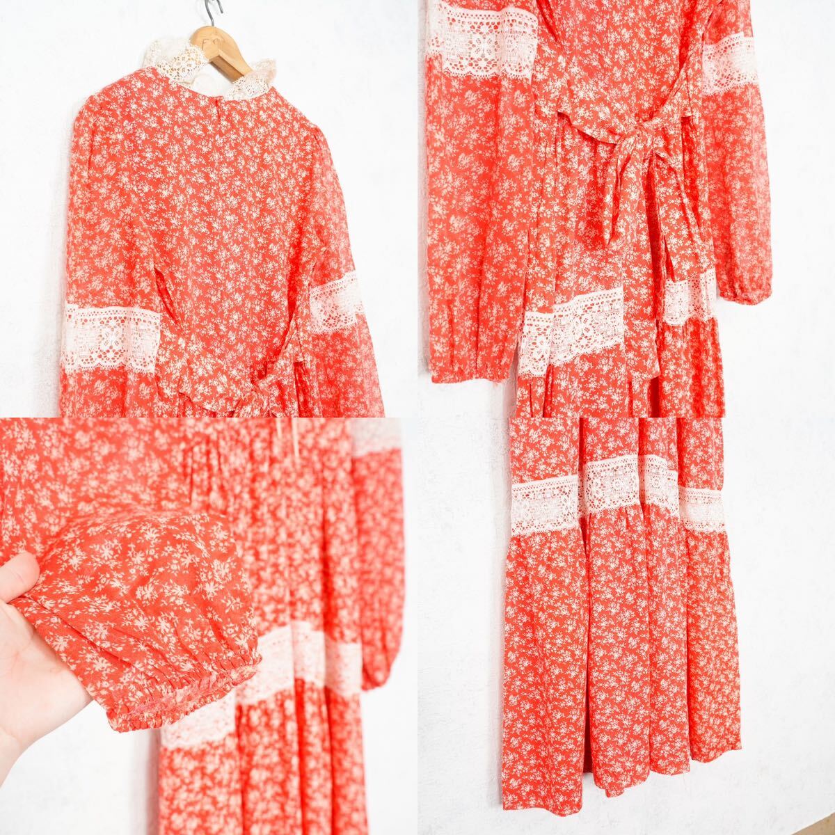 *SPECIAL ITEM* 60’s〜70’s USA VINTAGE 60年代〜70年代アメリカ古着花柄レースデザインロングワンピース_画像9