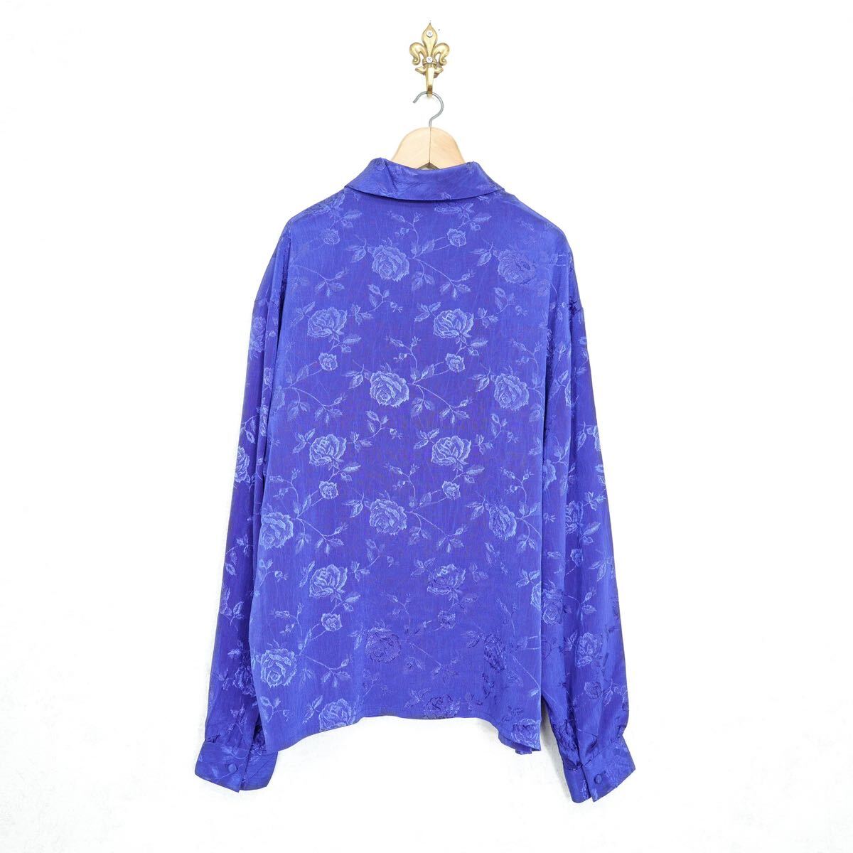 EU VINTAGE CANDA FLOWER PATTERNED EMBROIDERY JACQUARD DESIGN SHIRT/ヨーロッパ古着花柄ジャガード刺繍デザインシャツ