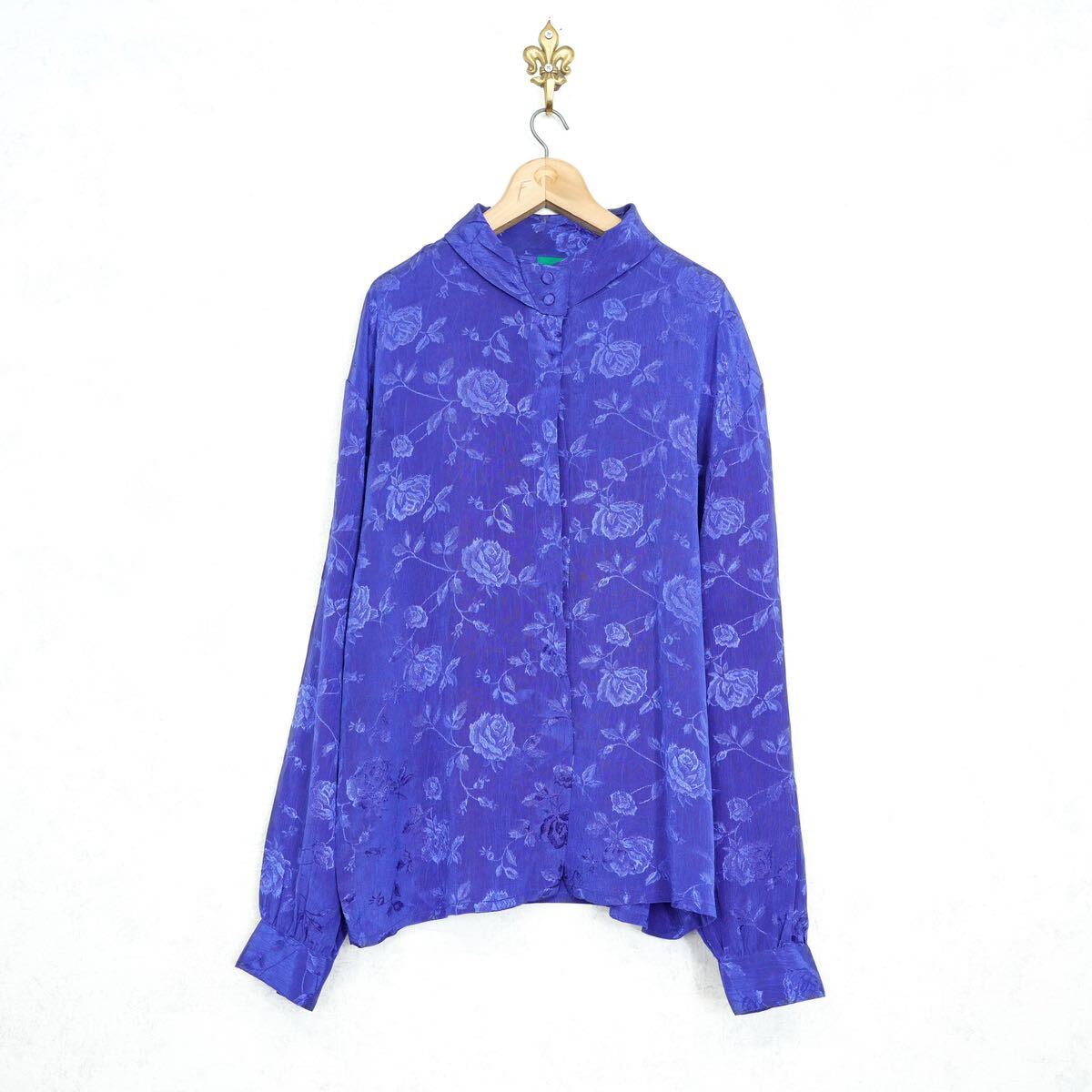 EU VINTAGE CANDA FLOWER PATTERNED EMBROIDERY JACQUARD DESIGN SHIRT/ヨーロッパ古着花柄ジャガード刺繍デザインシャツ