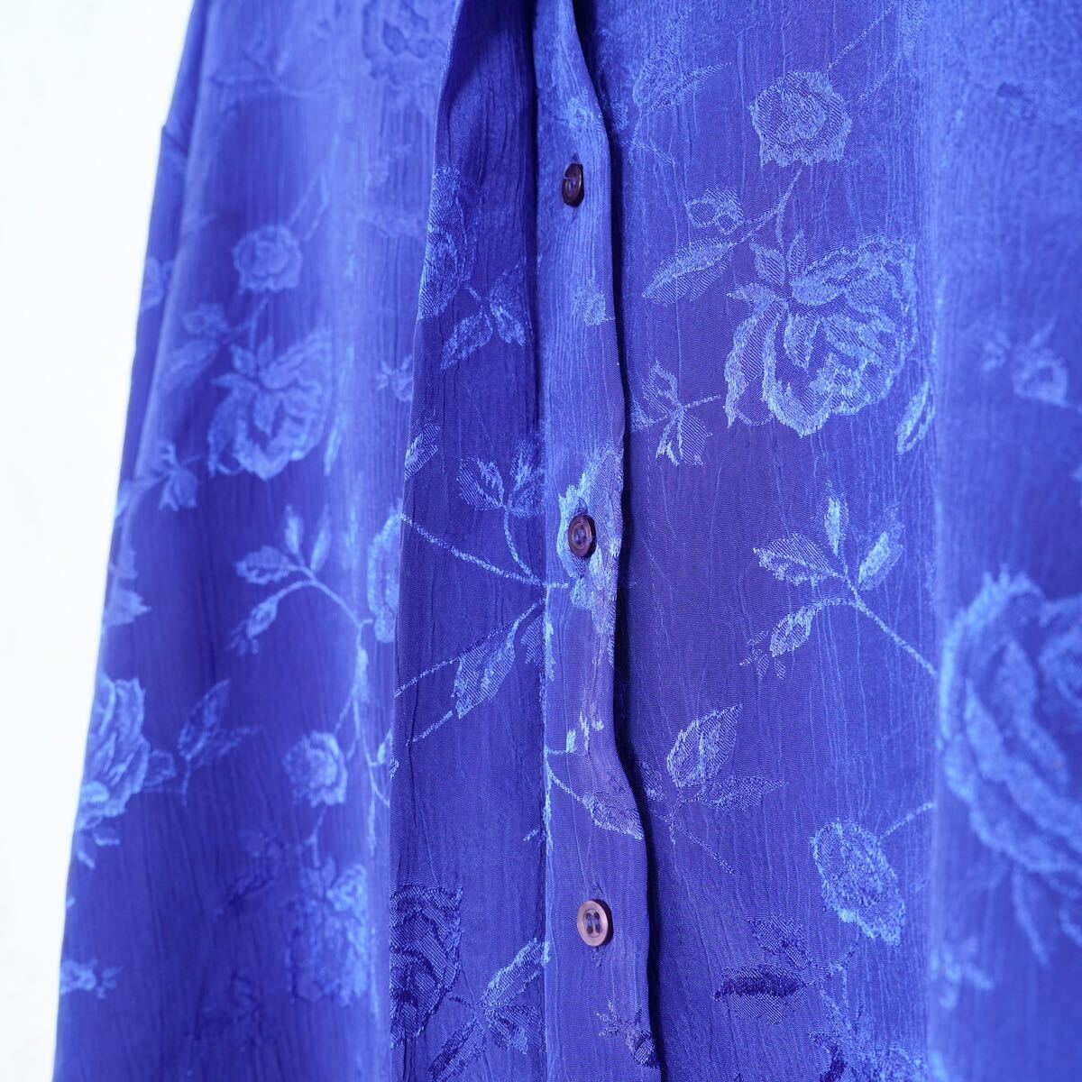 EU VINTAGE CANDA FLOWER PATTERNED EMBROIDERY JACQUARD DESIGN SHIRT/ヨーロッパ古着花柄ジャガード刺繍デザインシャツ