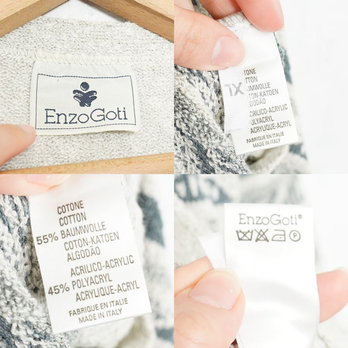 EU VINTAGE Enzo Goti DESIGN BUTTON PATTERNED DESIGN COTTON CADIGAN/ヨーロッパ古着デザインボタン柄デザインカーディガン