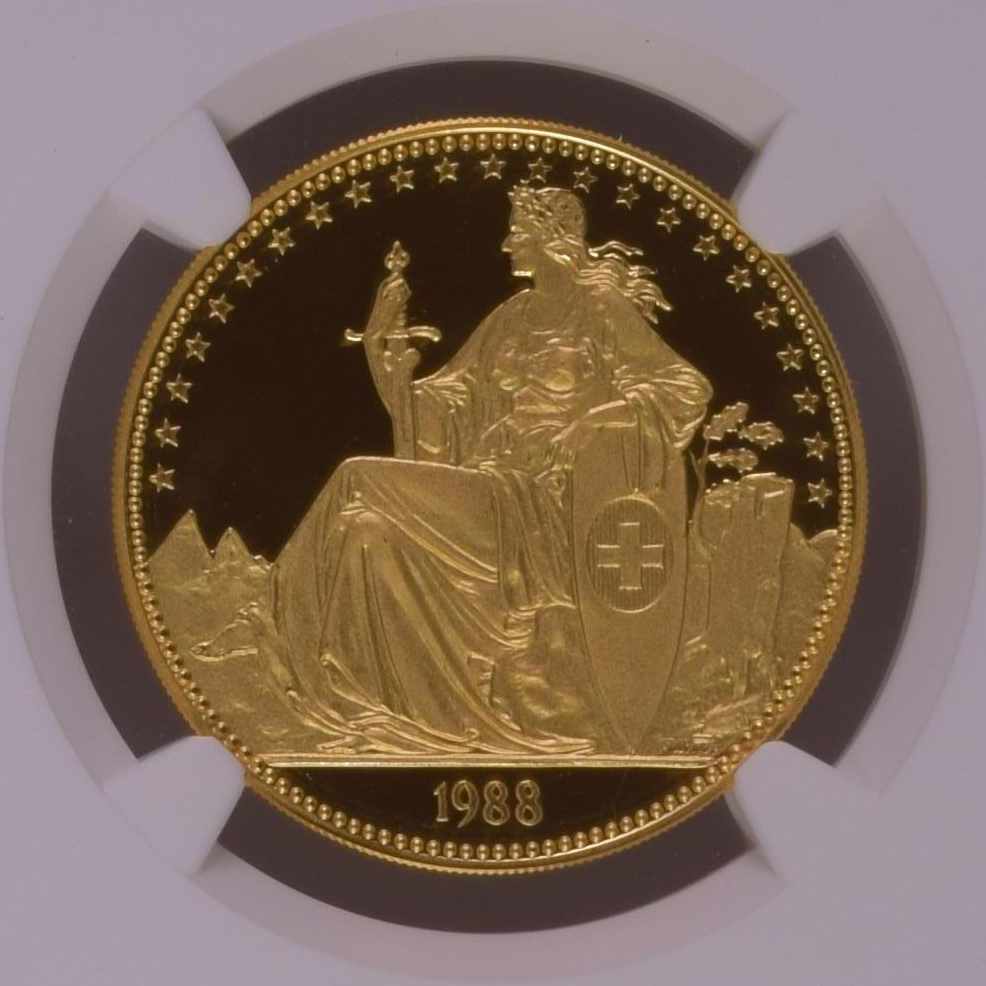 【記念貨幣】1988年スイスルツェルン「嘆きのライオン」プルーフ金貨ゴールドコイン NGC PF65 UCAM 高鑑定品★重さ１Oz、直径31ｍｍ E29_画像3